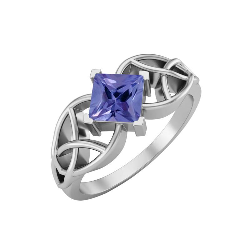 

5MM Square Tanzanite Gemstone 925 Sterling Silver Solitaire Celtic Women s Engagement Ring 9 білий