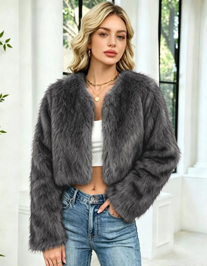 Autumn and winter women's clothing artificial fur jacket European and American street style short cardigan plush top spot