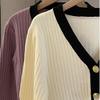 Maglione Corto Scollo a V da Donna Autunno Nuovo Maniche Lunghe Cardigan Lavorato a Maglia Giacca Top