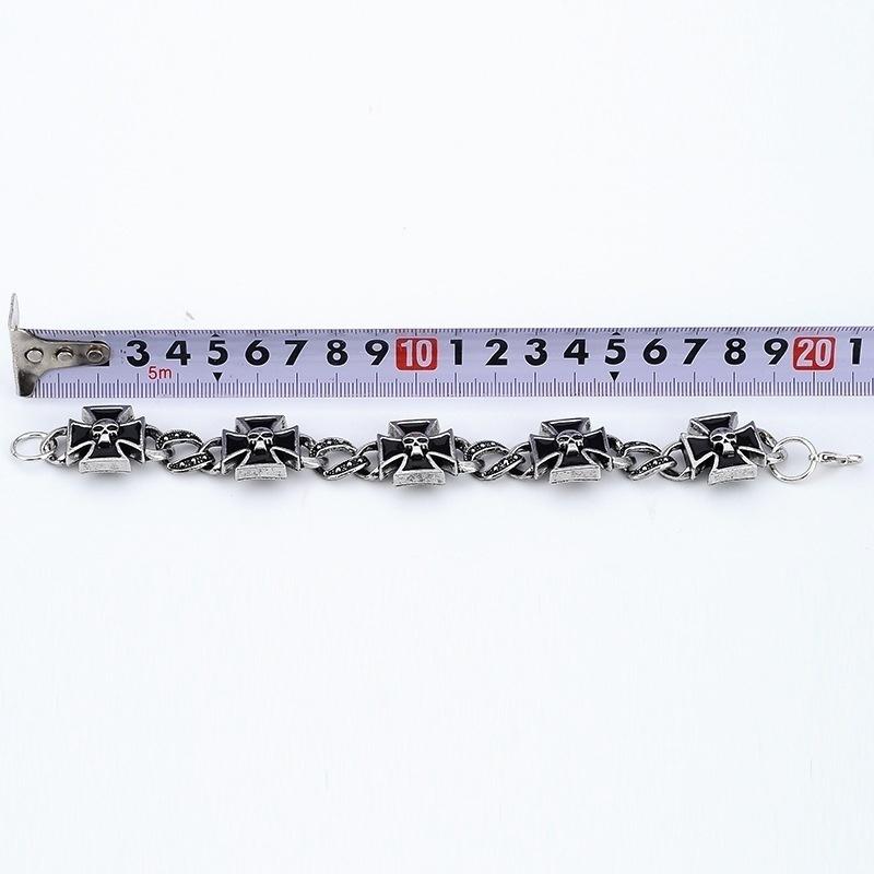 New Retro Celtic Cross Shape Skull Pattern Bracelet Men's Bracelet Fashion Metal Cross Chain Bracelet Accessories Party Jewelry