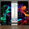 Set Of 2 Modern Jit Luminous Gamepad Curtains Polyester Drapes Gaming Room Window Decor Home Curtain Blackout With Rod Pocket