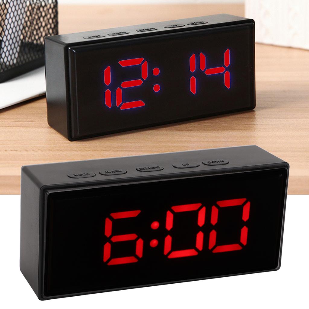 Mirrored Digital Alarm Clock Smart Light Sensing LED Display Digital Smart Clock with Two Display Mode Snooze Function