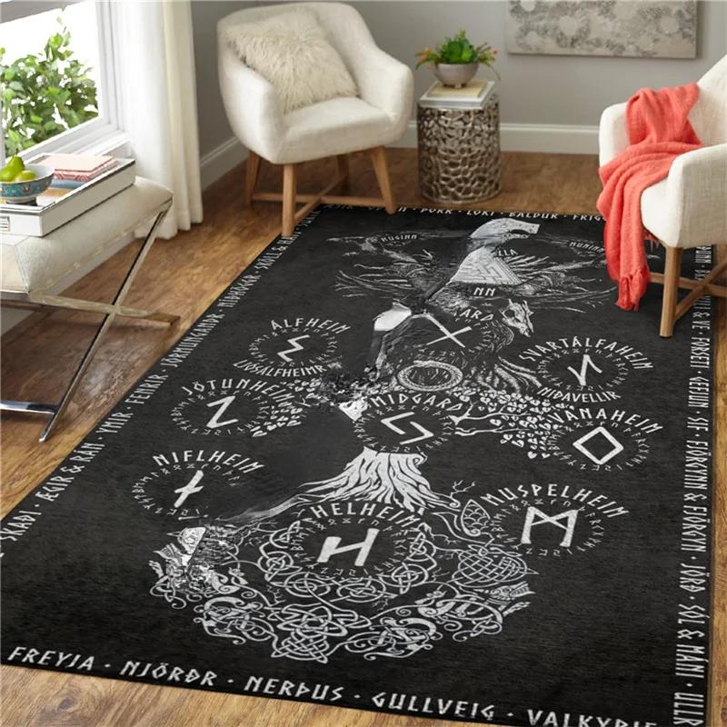 3D Viking Pattern Carpet Area Rugs Graphic Square Anti-slip Large Carpets Living Room Home Decoration Children Bedroom Carpet