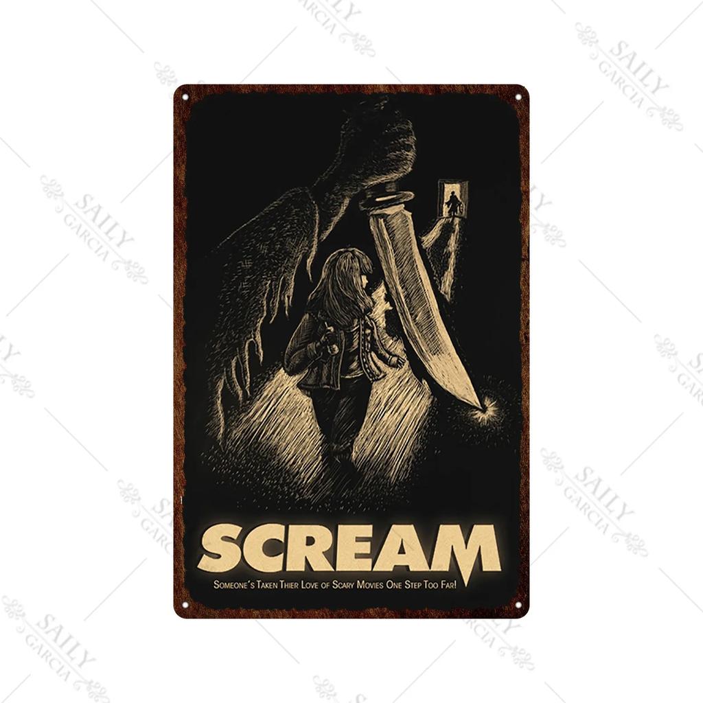 Scream Dead Horror Film Metal Tin Sign Posters Movies American Wall Art Metal Plates Man Cave Pub Bar Sign Metal Decor Plaques