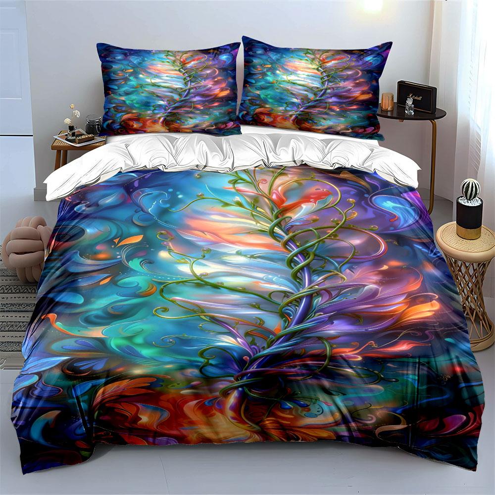 Colorful Swirling Floral Vine. Bedding Sets Duvet Cover Sets Duvet Covers Pillowcases(1* Duvet Cover 2* Pillowcases Without Duvet Insert)