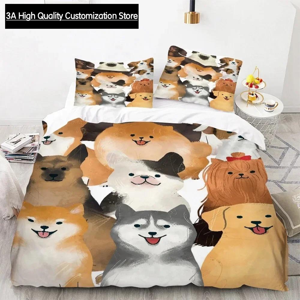 3D Print Cute Cartoon Dogs Animal Duvet Cover Bedding Set Comforter Pillowcases Quilt Cover Home Decor Single Double Twin Queen