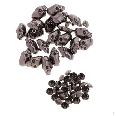 20 punte per rivetti con borchie a forma di teschio in metallo per lavorazione della pelle fai da te grigio 7 mm