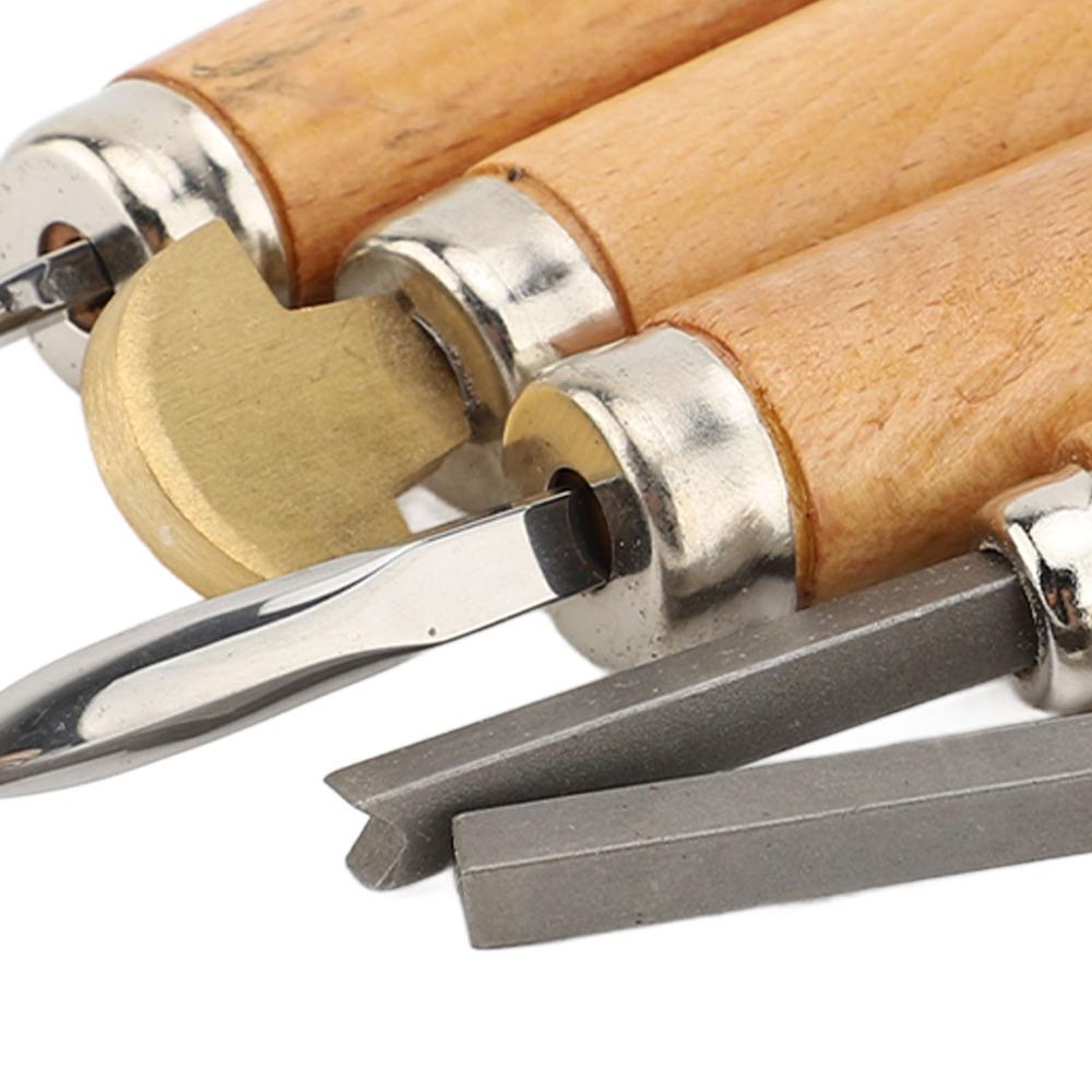 5Pcs Durable Tip Setting Tool Wood Handle Carving Chisel Long Use Prong Pusher Jewelry Making