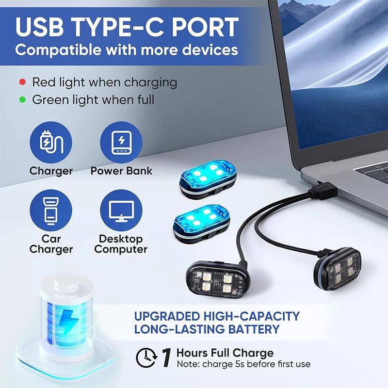 1/4/8pcs Wireless LED Strobe Lights with Remote Control RGB Motorcycle Anti-collision Warn Light Car LED Flashing Signal Lamp