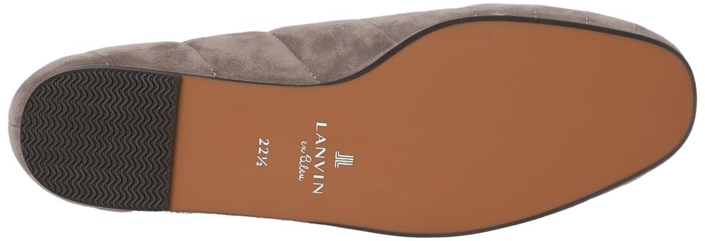 Lanvin En Bleu Women's Quilted Cutter Pumps with Ribbon Motif, Oak Suede, Size 24.5cm, E