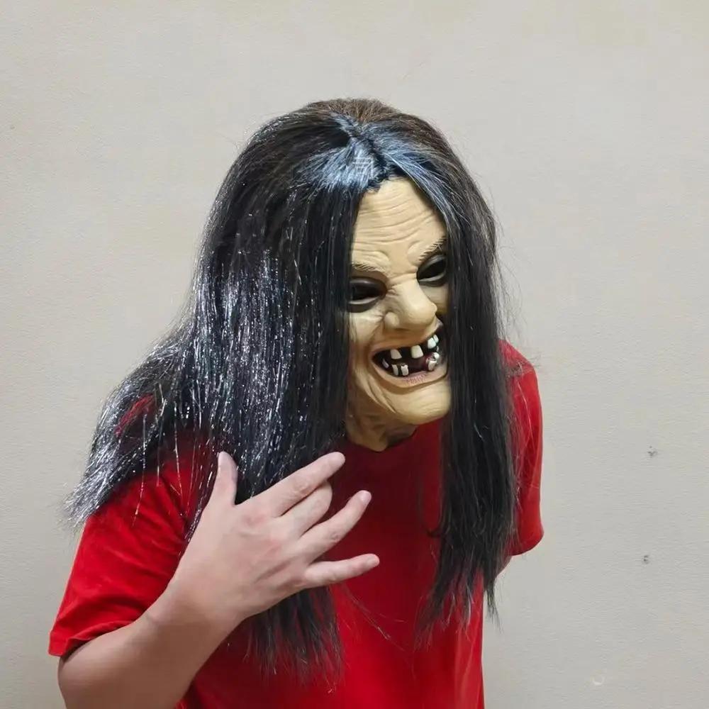 Maschera da Zombie Spaventosa con Capelli Maschere Mostruose Realistiche Accessori Costume Spaventosi di Halloween per Festa Casa Infestata Cosplay
