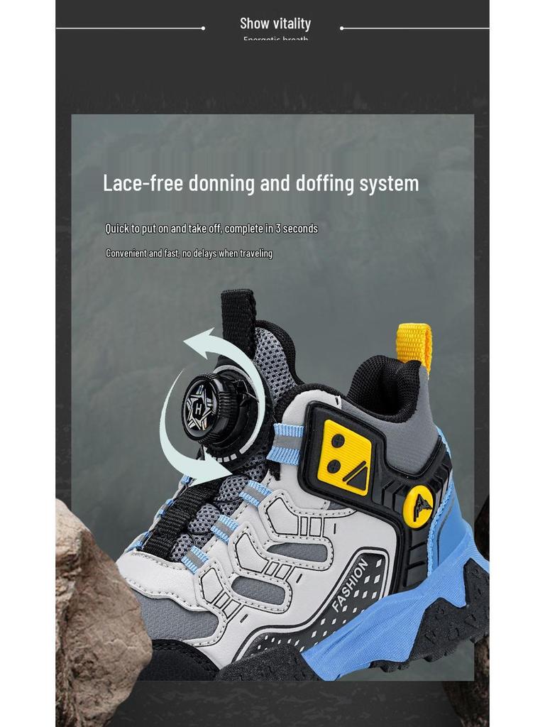 נעלי ספורט לילדים סתיו 2026 עם אבזם מסתובב - עור עמיד בפני החלקה ושחיקה להליכה וריצה