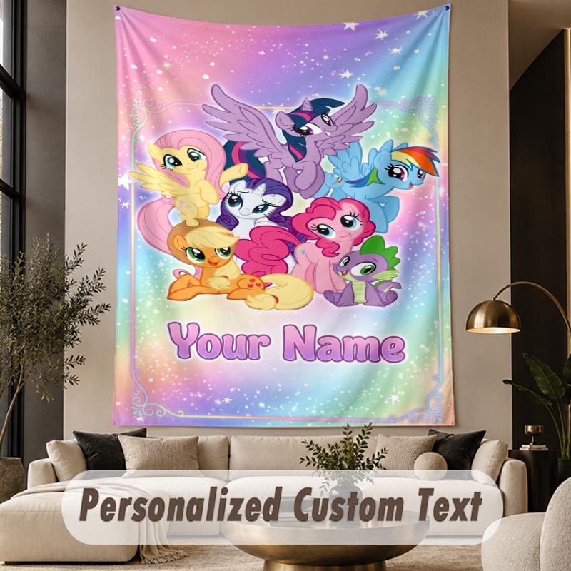 Custom Text Printed Tapestry My Little Pony Pattern Large Wall Hanging Indoor Room Decor