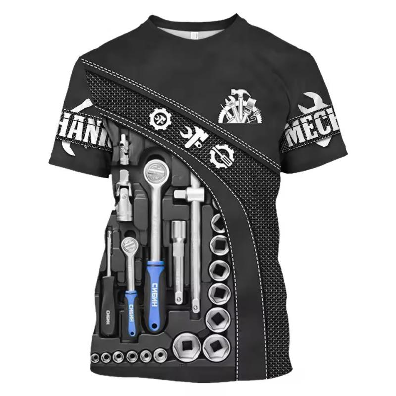 

Мужская футболка Винтажная футболка Летняя одежда Персонализированное имя Механик 3D-принт Топы 6XL Уличный Повседневный Спорт Оверсайз Пуловер 6XL