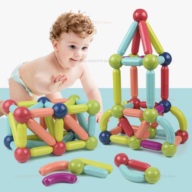 Magnetic Rod Toys Children's Strong Magnetic Building Blocks Assembly Magnet Early Education Puzzle Large Particles Creative