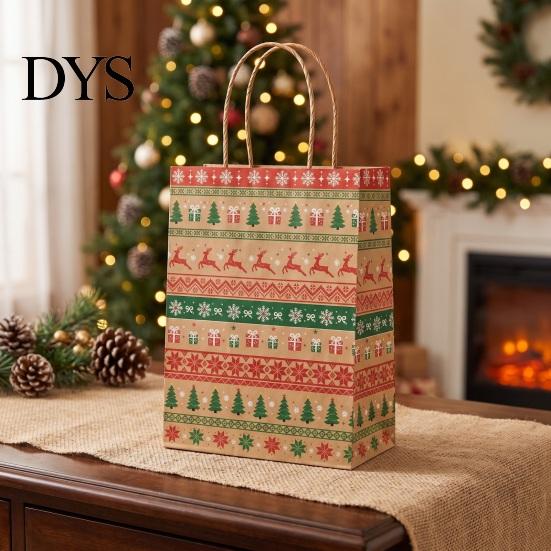 Reusable Holiday Gift Pouches 12PCS Christmas Paper Bags, Sturdy Festive Goodie Bags with Handle, Decorative Packaging for Presents And Party