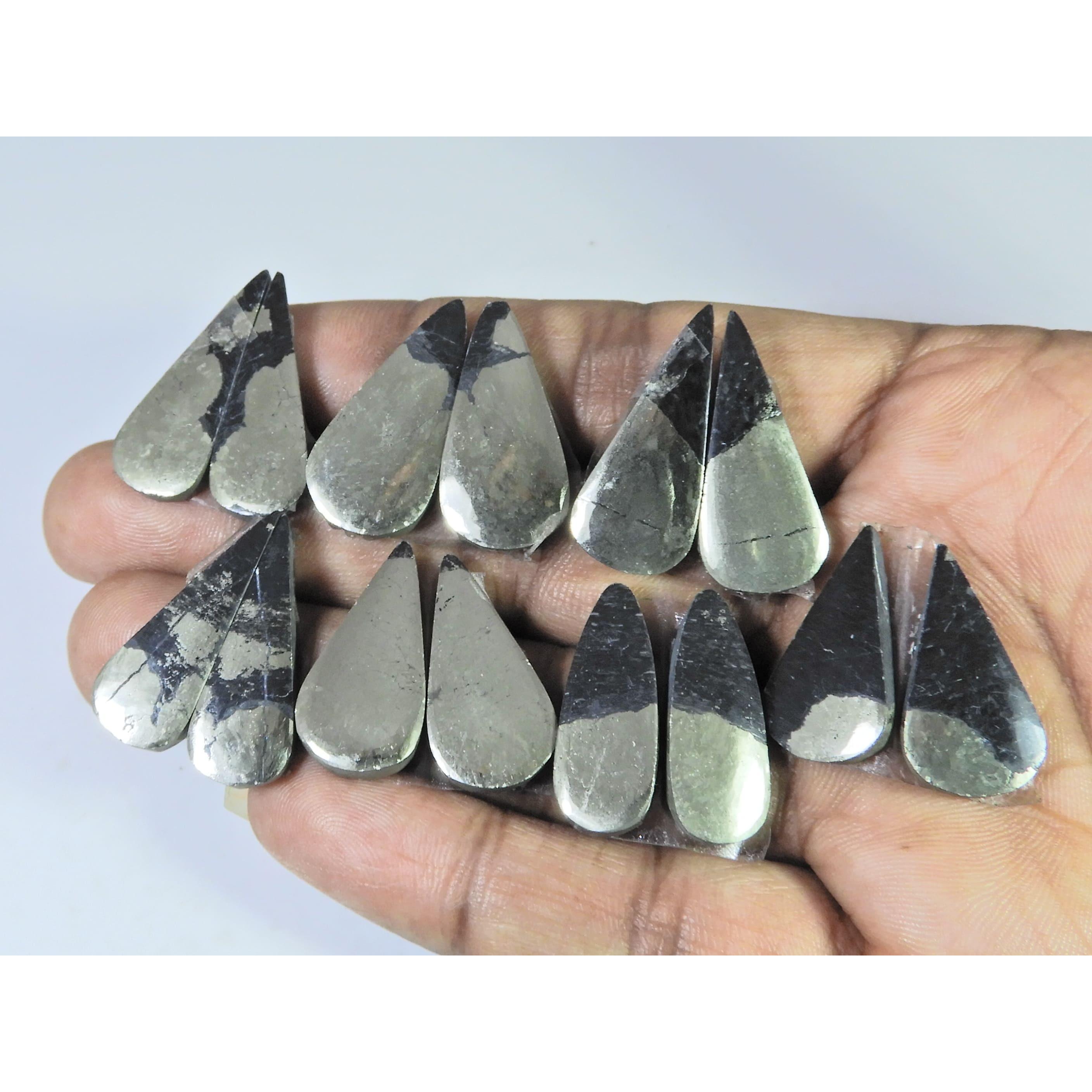 

Natural Apache Gold Pyrite Matched Pair Pear Loose Gemstone 7Pair Lot 236Cts C-1341