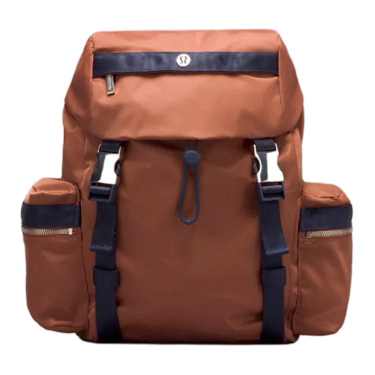 Lululemon Wunderlust 14L Versatile Fashion Casual Nylon Mini Backpack Unisex Backpack Bronze Navy-Blue LU9B23S-066299 Bronze & True Marine Blue,Mini