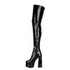 Sexy Damenstiefel Overknee-Stiefel Lackleder Stretch Reißverschluss Schuhe Runde Zehen High Heels Übergrößen