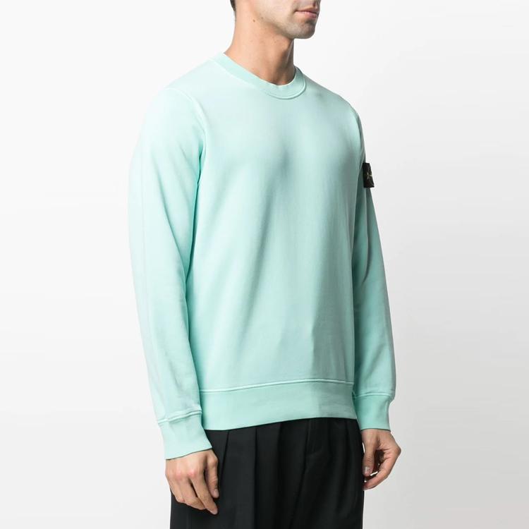 STONE ISLAND Ss21 Micro Logo Crewneck Sweatshirt Men Sweatshirt Blue 741563051-V0044