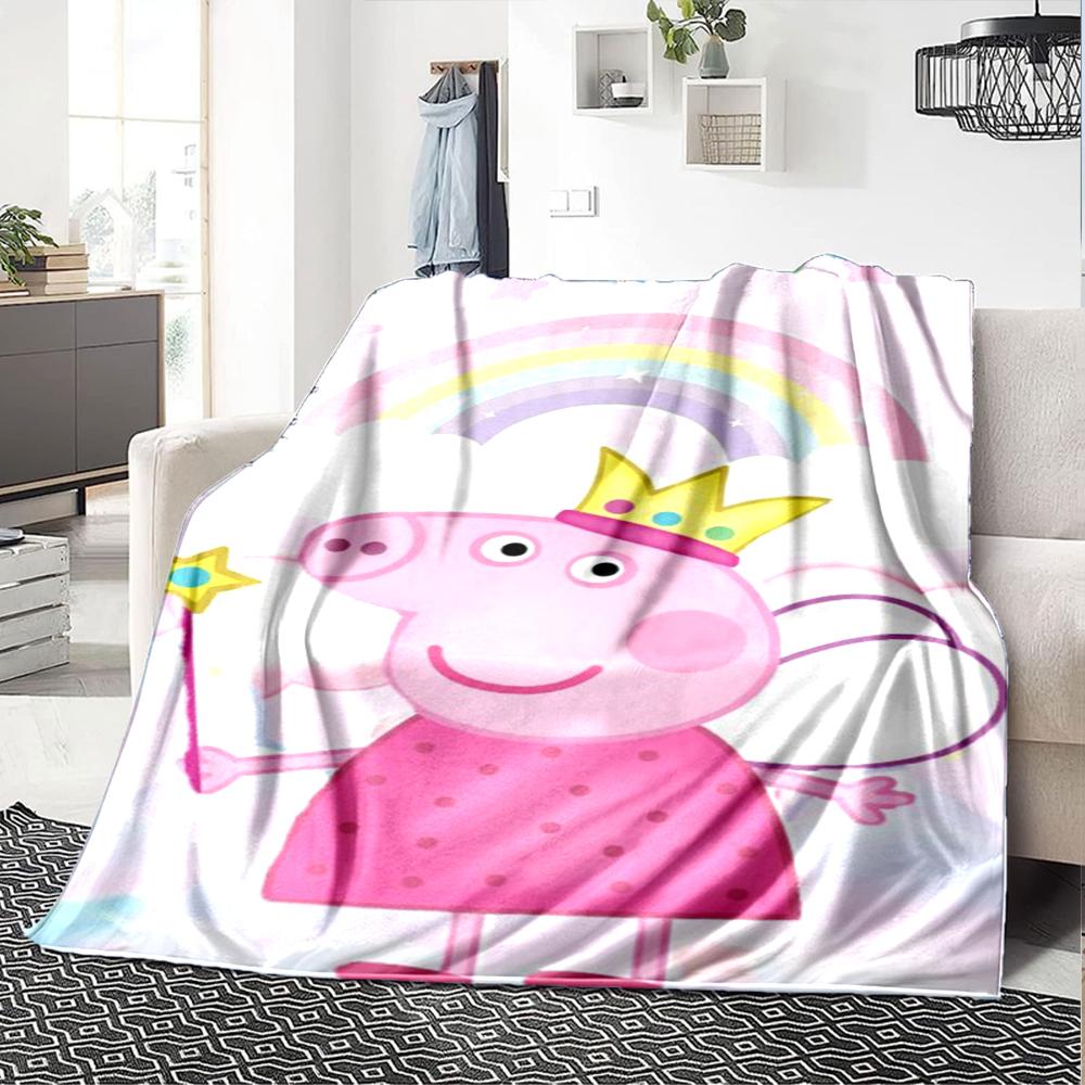 Peppa Pig Theme Printed Blanket - Perfect for Couch, Bed, Travel & Outdoor Use | Machine Washable, Cozy & Durable.