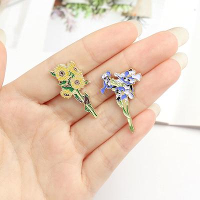 Anstecknadel, Van Gogh, Sonnenblume, Iris, Brosche, Blumenhut, Anstecknadel, Metall, für Kleidung, Emaille-Anstecker, Anstecker für Rucksäcke, Geschenke für Frauen