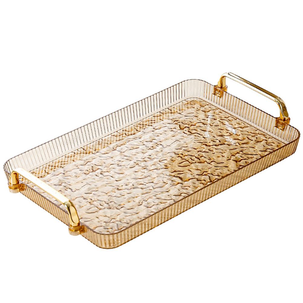 

Household Water Cup Tray Fruit Sushi Rectangular Plastic Storage Plates Serving Platter Food 39.00X23.00X6.00CM золотистый