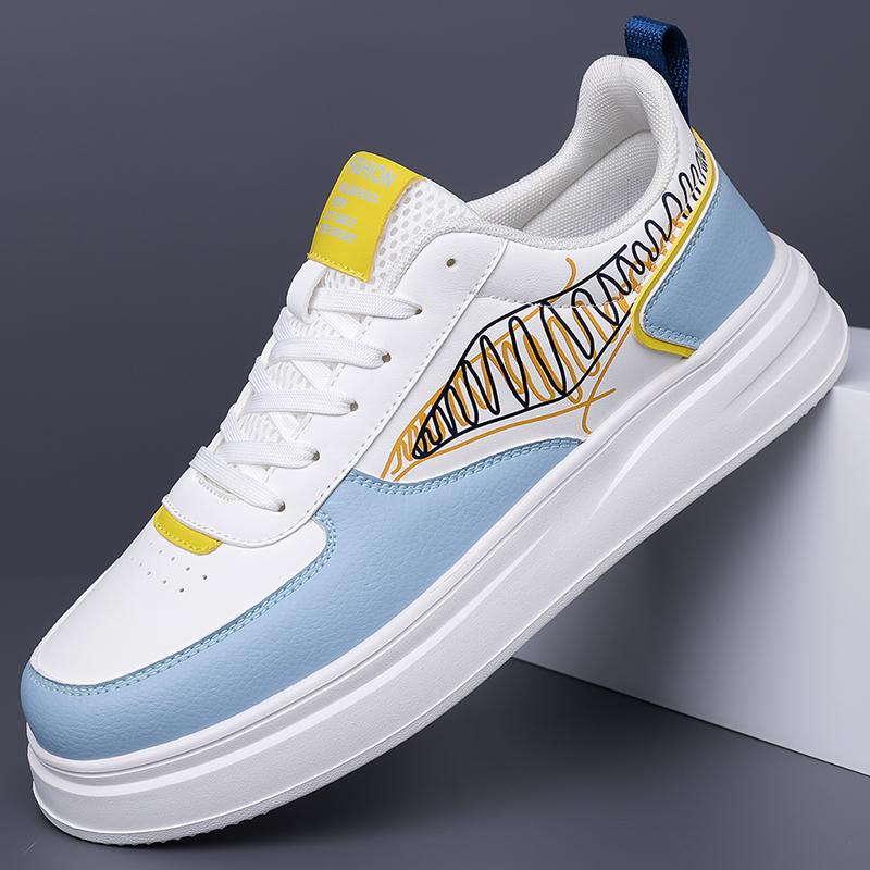 

Fashion New Leather Mens Sneakers High Quality Lace-Up Skate Shoes Men Hot Sale Men Casual Walking Shoes Stylish Men s Vulcanize Shoes 38 синий