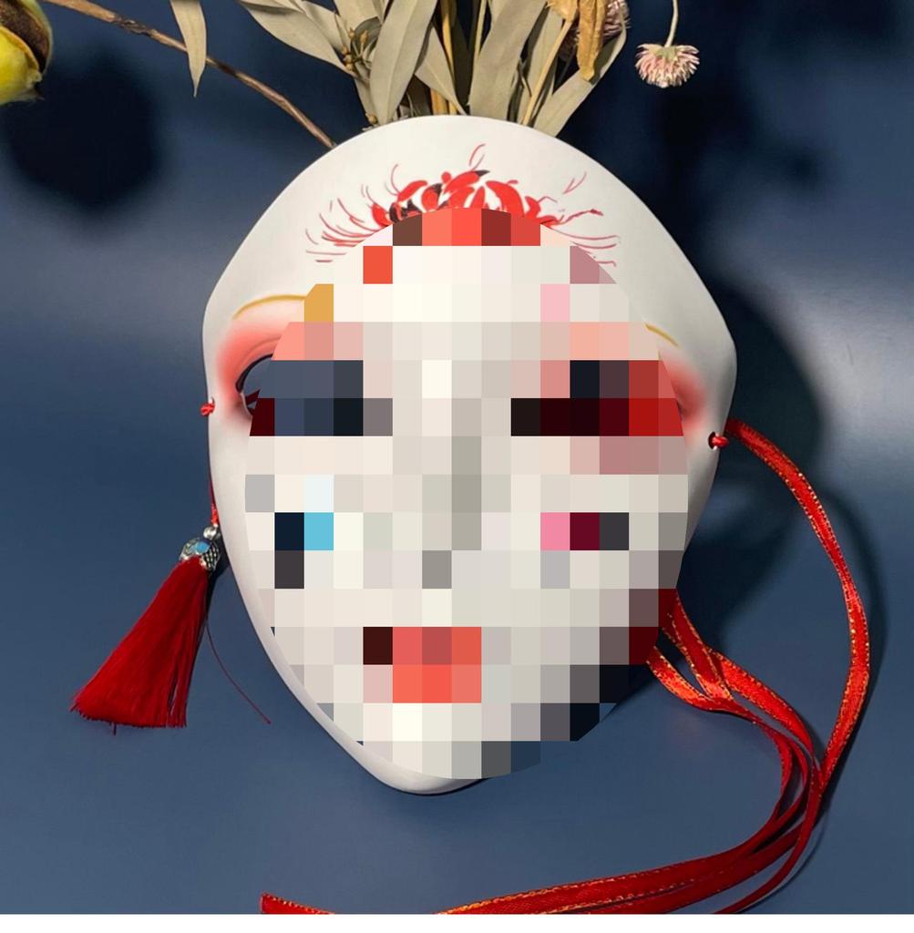 Maschera di Maschera Intera Dipinta a Mano in Stile Cinese per Donne - Accessorio per Festa Hanfu