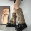 Womens Furry Party Costume Sexy Y2K Faux Furs Fuzzy Long Boots Shoes Cuffs Cover Leg Warmers/Boot Sleeves/Boot Covers