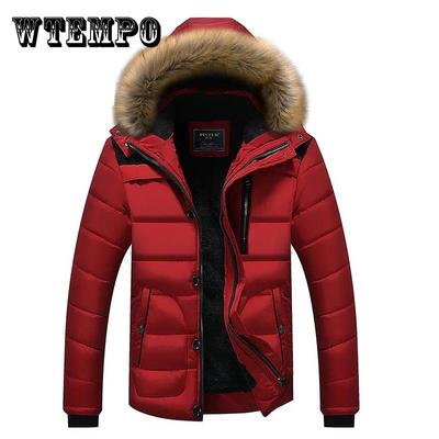 Veste épaisse et fine pour homme, manteau chaud à capuche avec col en fourrure, couleur unie