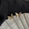 New Simple Butterfly Cute Versatile Earrings White Dripping Oil Fresh Stud Earrings