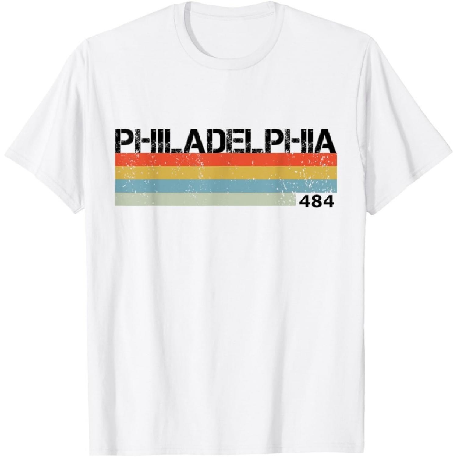 Philadelphia 80 s Vintage Retro Stripes T-Shirt XXXXXL белый