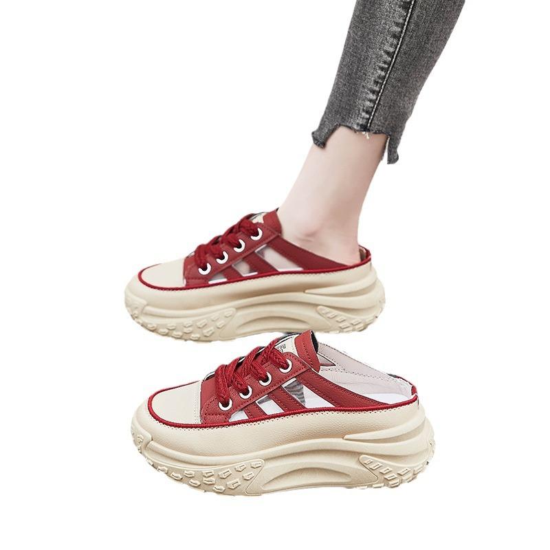 Beige short boots heightened 8CM thick-soled wedge heel high-top women's shoes casual side zipper women's shoes autumn and winter sandals breathable