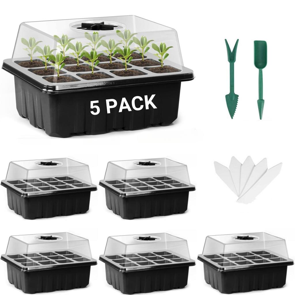 10 Pack Seed Starter Tray with Ventilation Hole 12Grids Seeds Growing Cultivation Planting Box Mini Greenhouse Plant Starter Kit