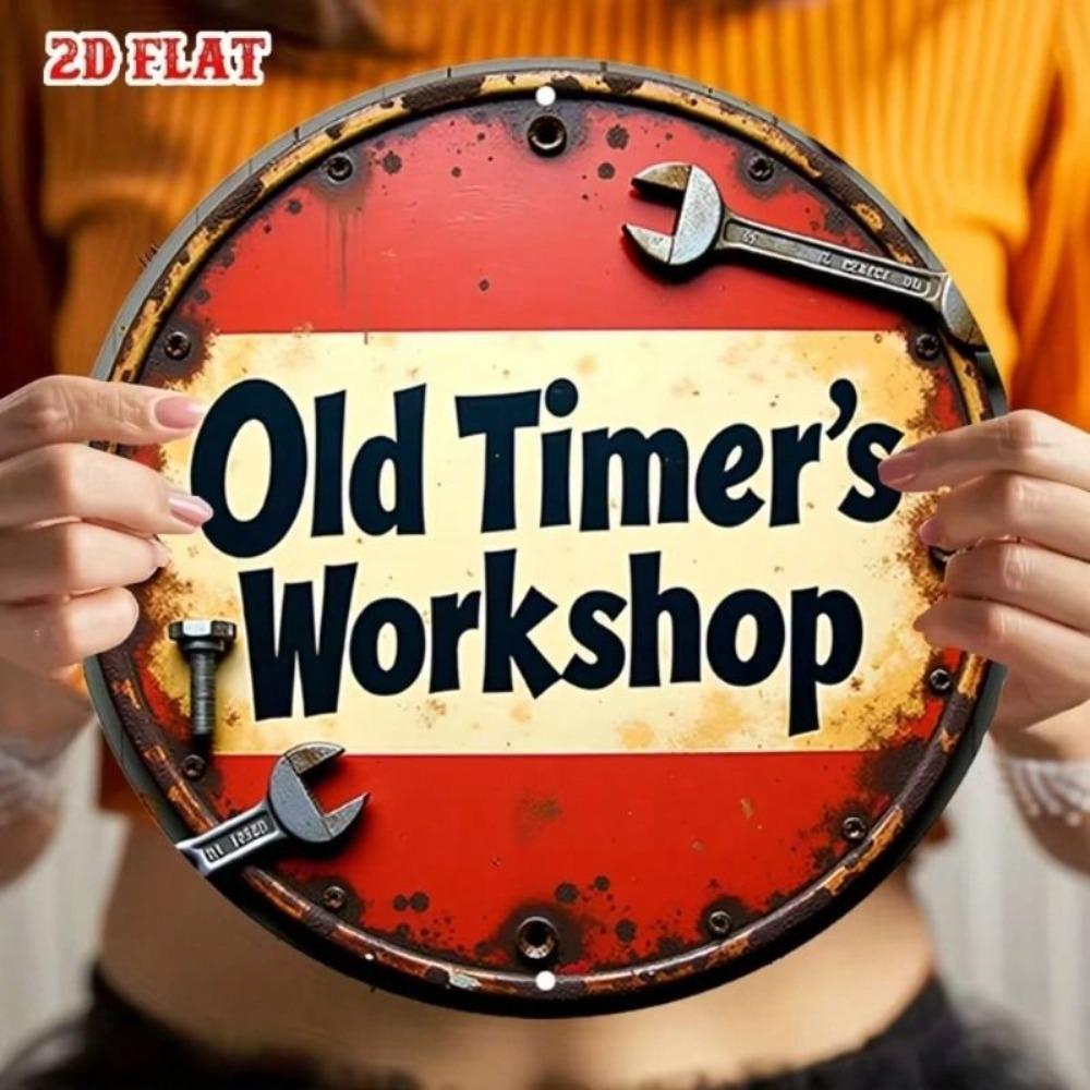 Vintage Metal Round Tin Sign, Rustic Wall Decor for Bar