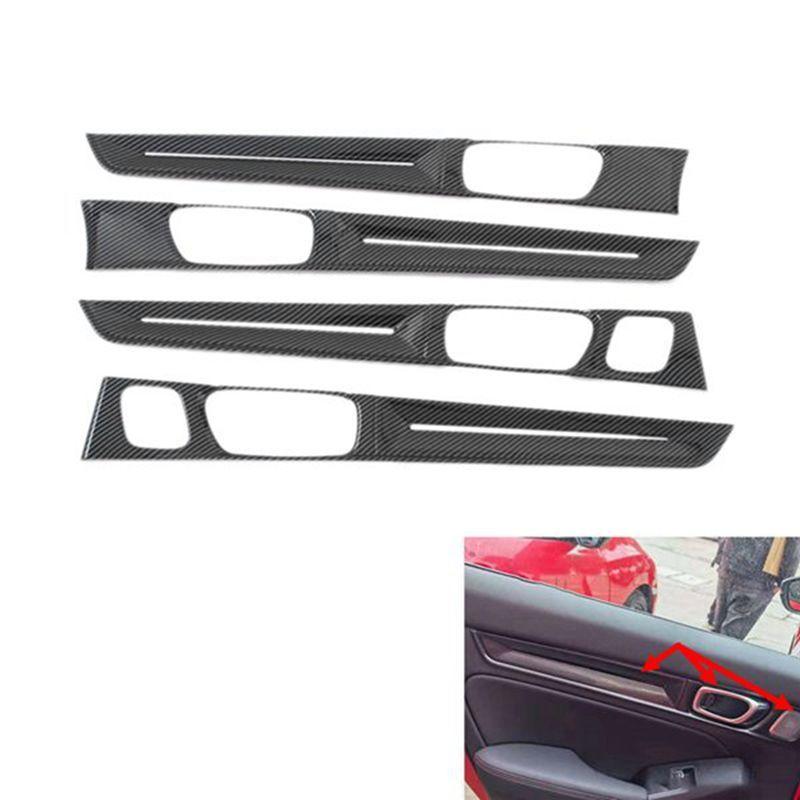 Car Carbon Fiber Inner Door Panels Strip Decoration Cover Trim Car Interior Door Trim For Honda Civic 11Th Generation -