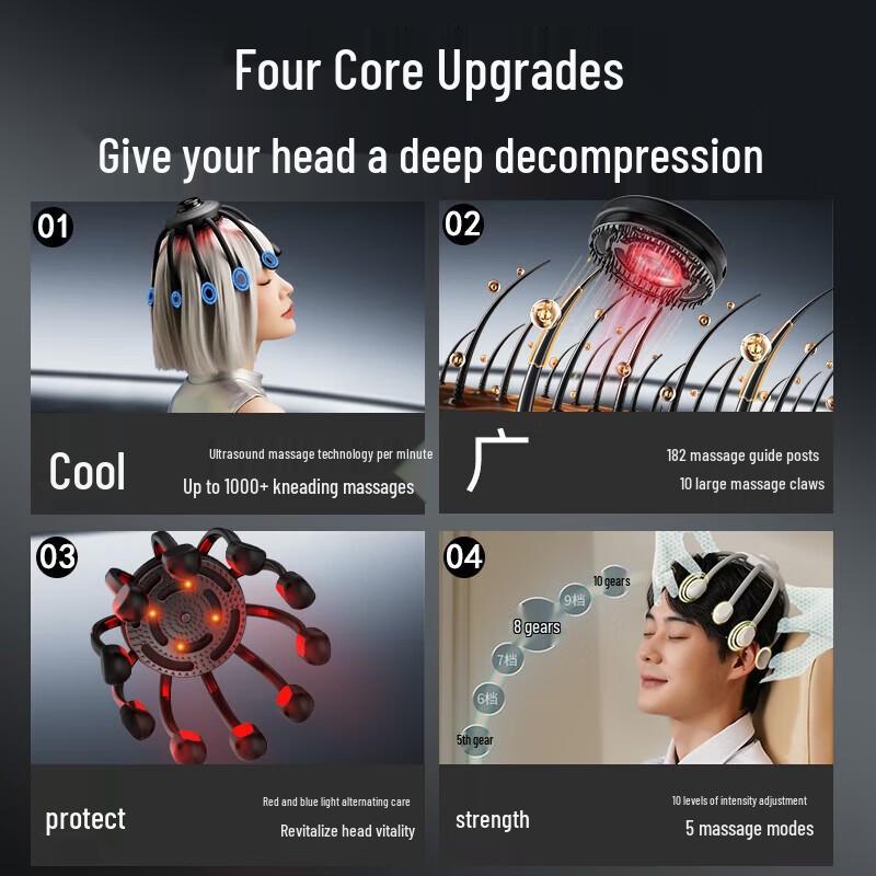 HEZHENG 2nd Gen Octopus Electric Head Massager CN plug (adapter included)