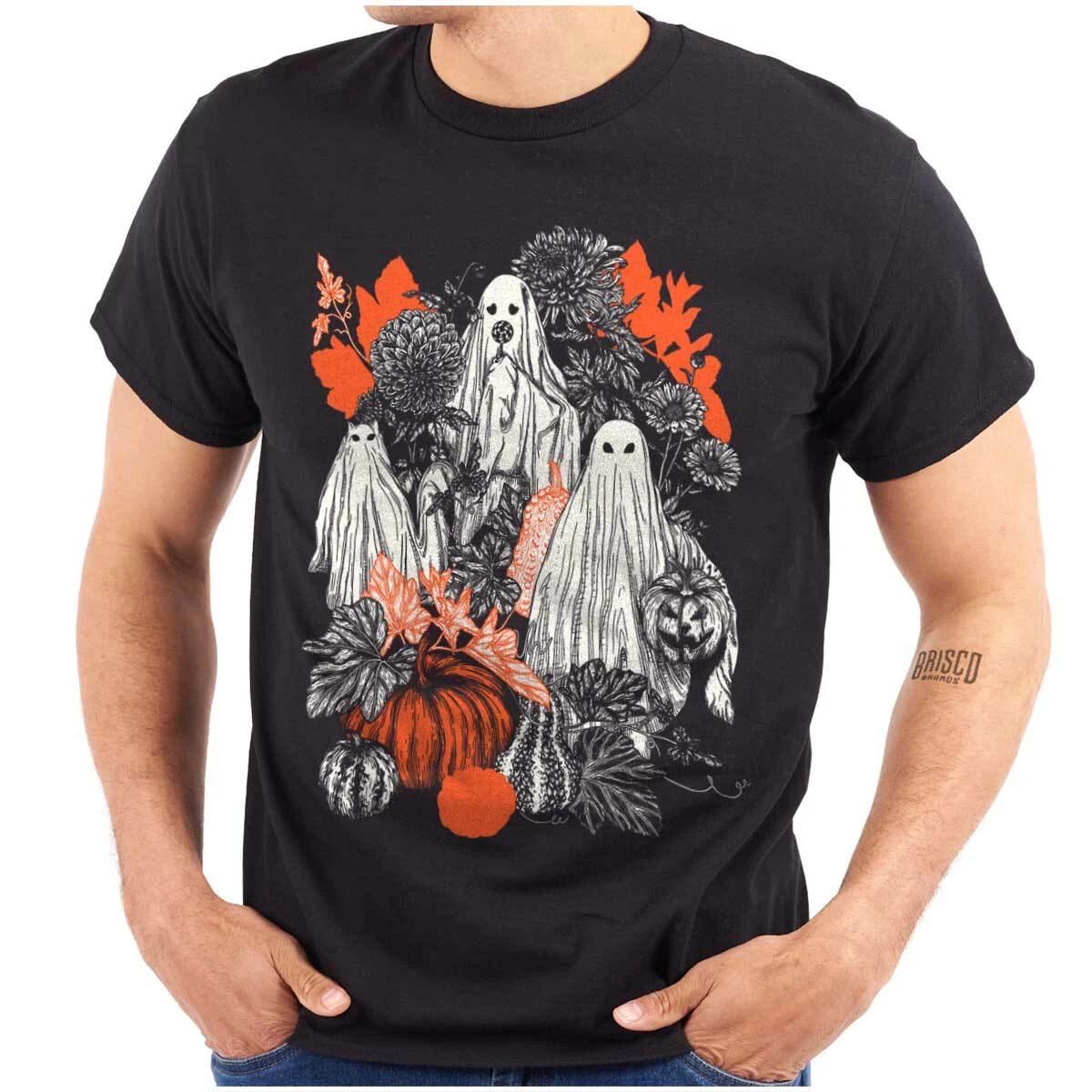 Spooky Fall Autumn Leaves Halloween Ghosts Womens or Mens Crewneck T Shirt Tee XXXXL