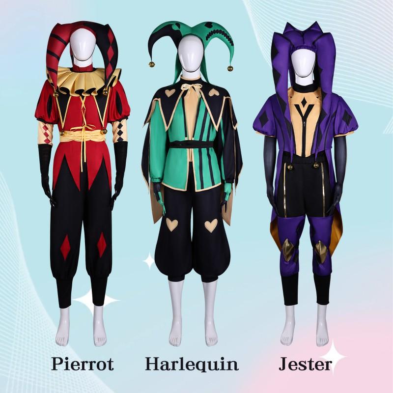 Halloween Kostüm Set Pierrot Harlekin Narr Spiel Cosplay Party