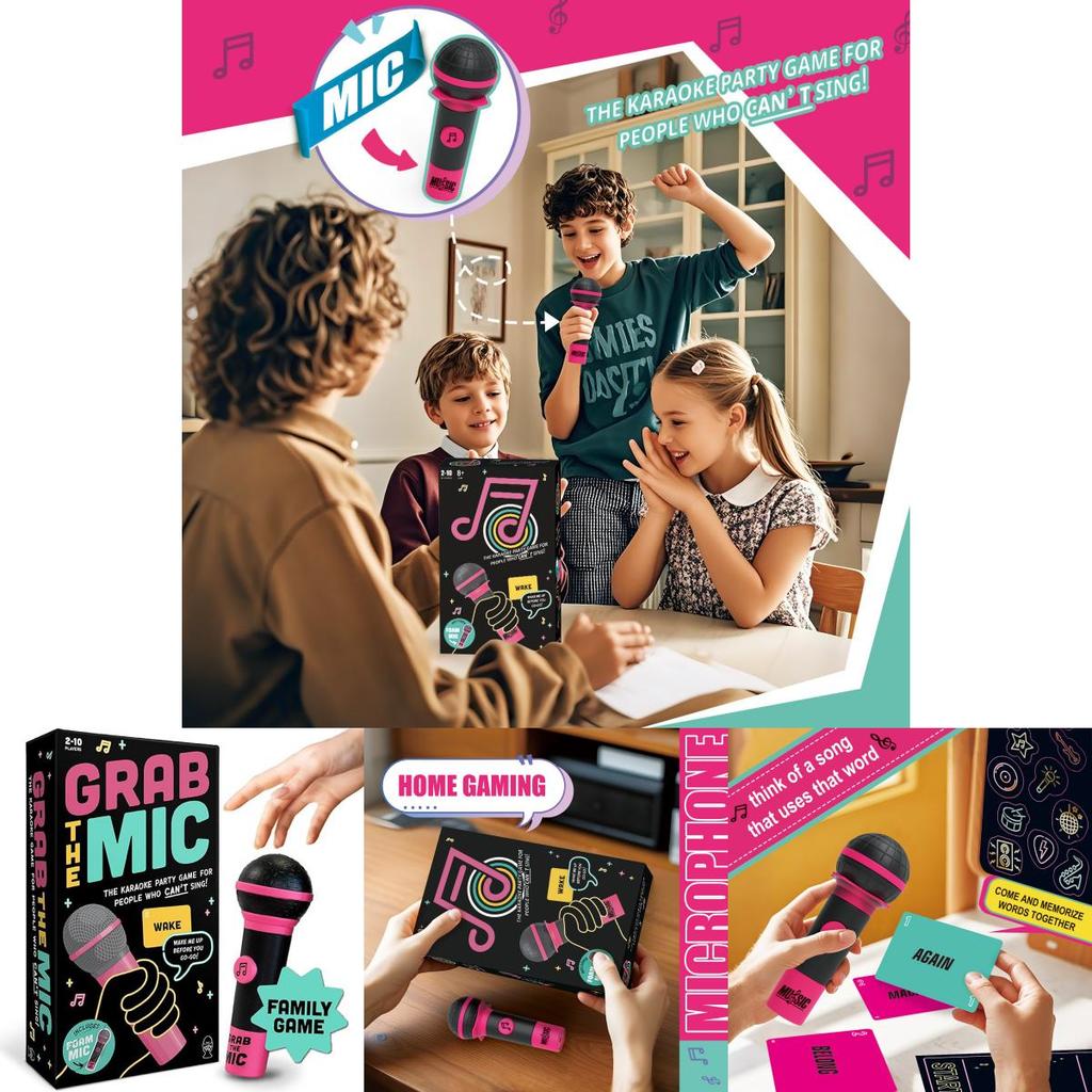 Microphone Karaoke Singing Game Answer Cards Tabletop Game For Party Entertainment