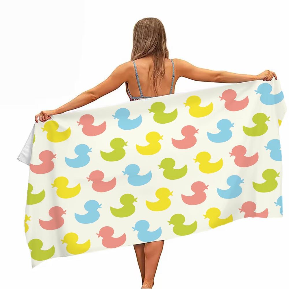 Extragroßes schnelltrocknendes Mikrofaser-Strandtuch mit schickem Enten-Design - Super saugfähig, leicht und stilvoll