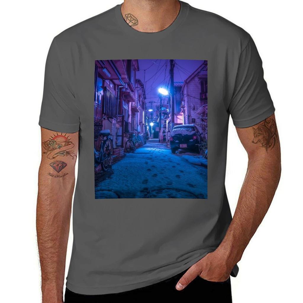 Snow Covered Japanese Street Tshirt Fashion Graphic Tee For Men Tshirt