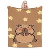 Super Soft BlanketBoy Girl Decorative Capybara Cartoon Throw Blanket Flannel Bedspread For Couch Chair Graphic Sofa Bed Cover