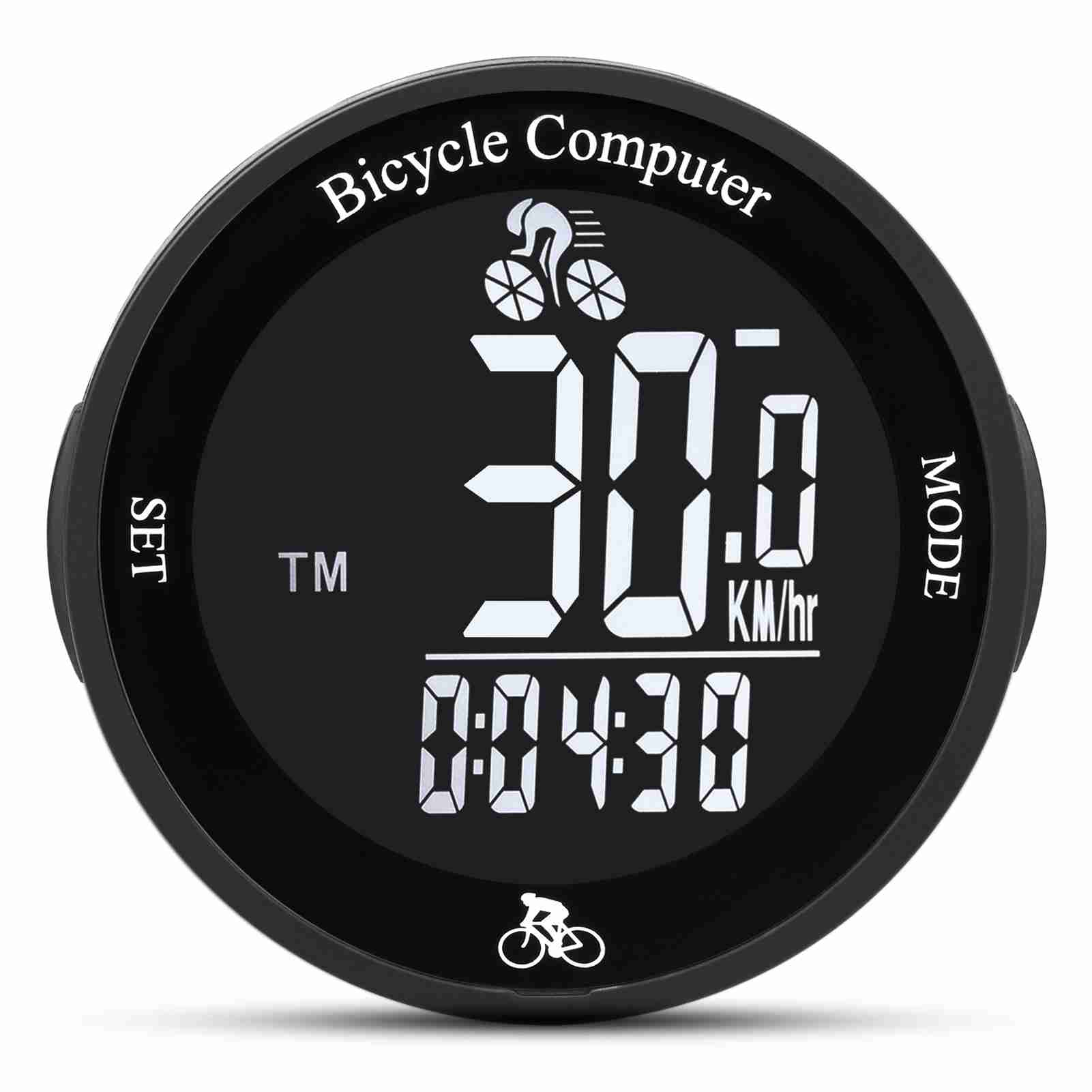 LCD Screen Bike Computer Bike Computer LED Backlight Multifunction Round Wireless Cycle Computer Cycling Odometer