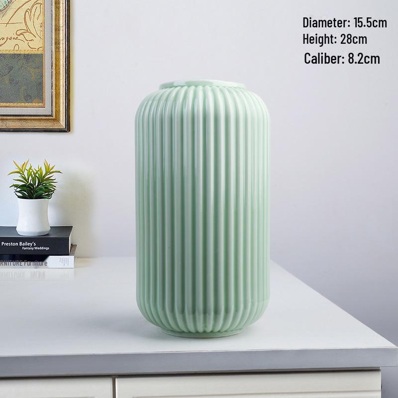Japanese Celadon Modern Lantern Vase: Large Fine Ceramic Flower Arrangement