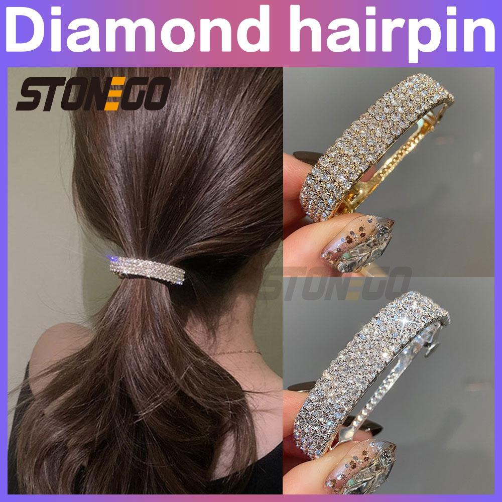 Exquisite Diamond Hairpin Elegant Temperament Clip Stylish Ponytail Buckle Fashion Headpiece for Women