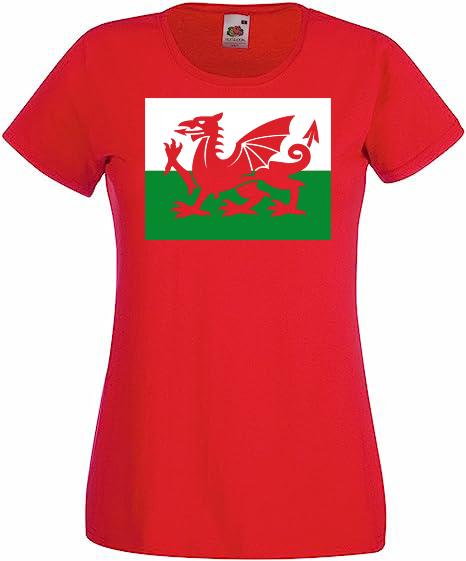 Unisexs Welsh Dragon Wales St David Cymru Y Ddraig Goch Red Lady Fit TShirt 2XL