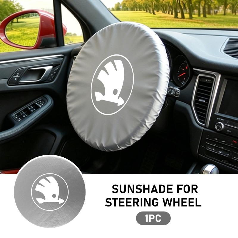 For Skoda Summer Car Steering Wheel Anti-Heat Sun Shade Cover Rapid Octavia Derivative Enyaq-iV VisionS Yeti Scala xknp33