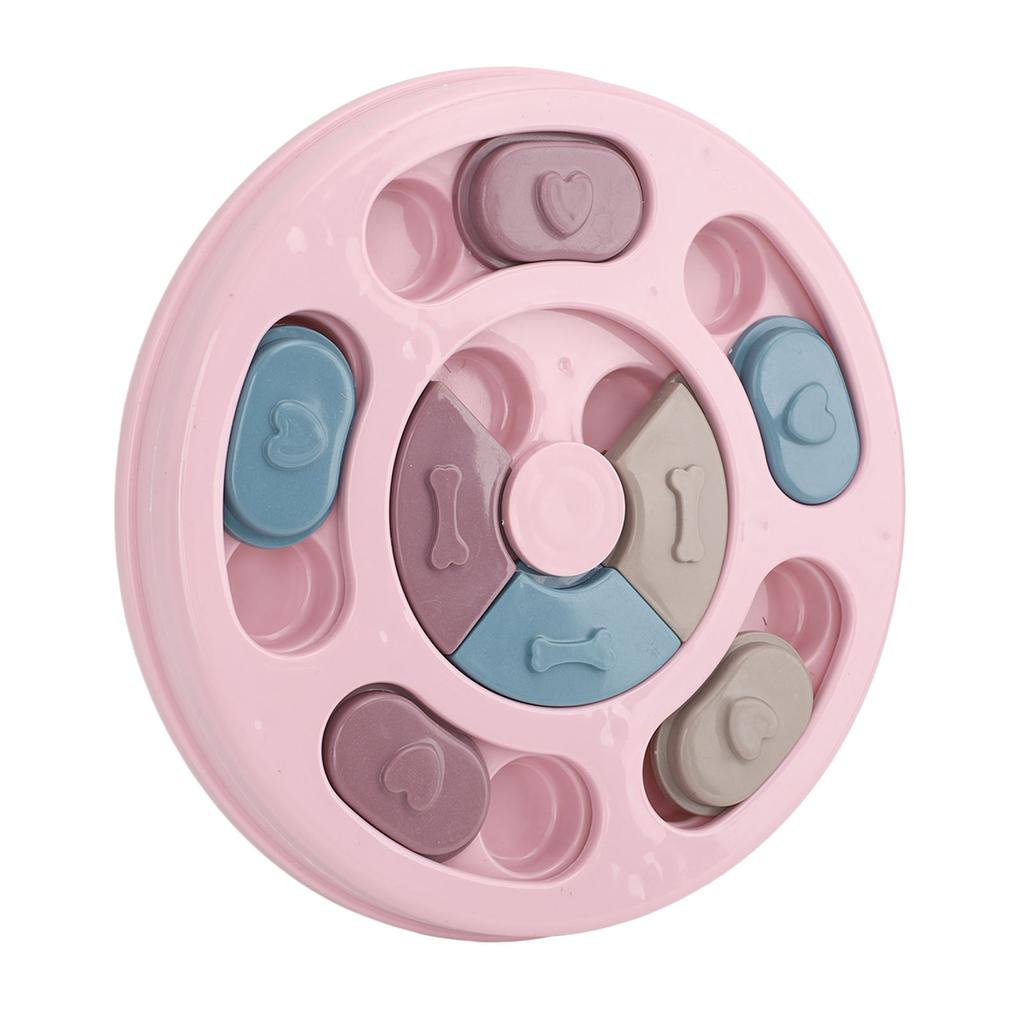 Pet Treat Puzzle Toy Interactive Prevent Slip Round Dog Slow Feeder Toy for Cat Puppy Pink